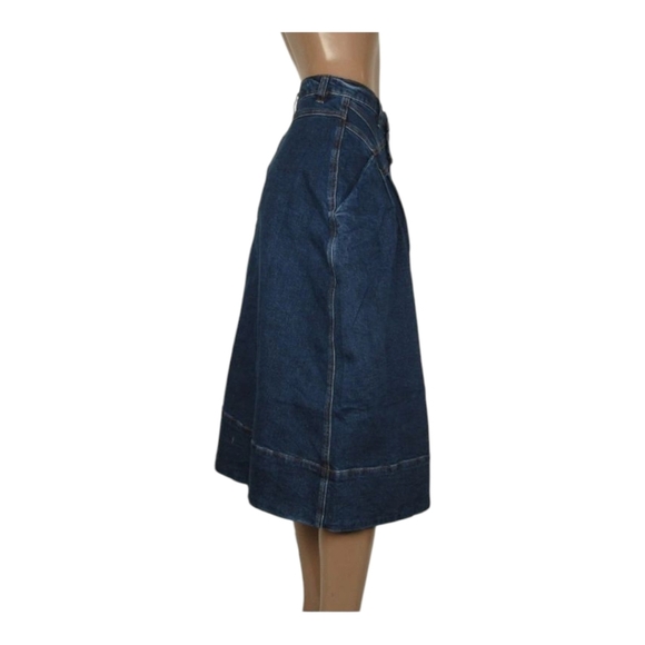 Luum Montana Denim Midi Skirt Indigo Blue Size L  Fit & Flare Waist - Picture 5 of 10